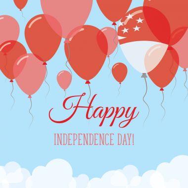 Singapur Bağımsızlık günü düz tebrik kartı lastik balonlar Singapurlu renkleri uçan