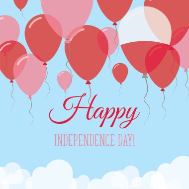 Polonya Bağımsızlık günü düz tebrik kartı lastik balonlar Polonya bayrağı renklerde uçan