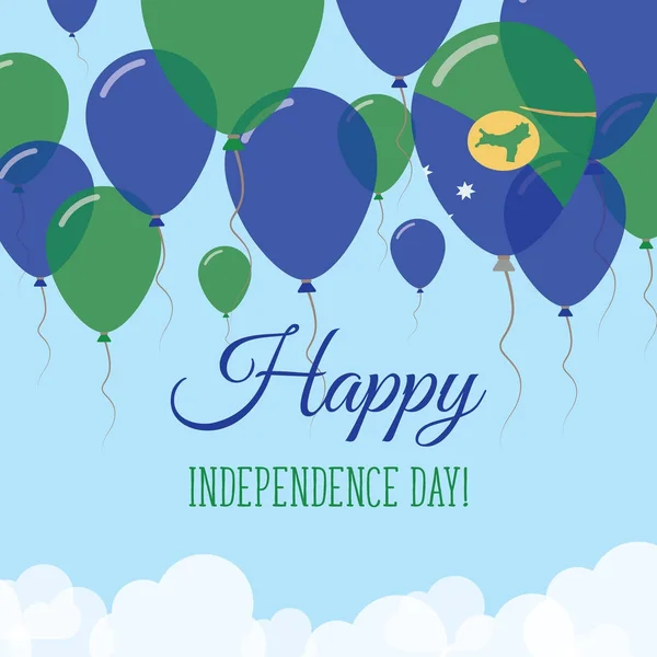 Christmas Adası Bağımsızlık günü düz tebrik kartı kauçuk uçan balonlar renklerde — Stok Vektör
