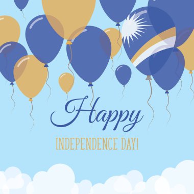 Marshall Adaları Bağımsızlık günü düz tebrik kartı kauçuk uçan balonlar renklerde