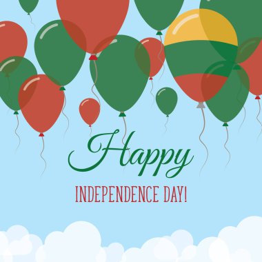 Litvanya Bağımsızlık günü düz tebrik kartı lastik balonlar Lithuanian renkleri uçan