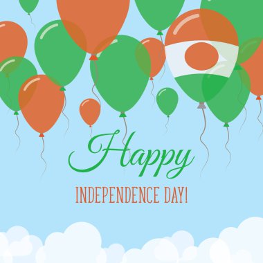 Nijer Bağımsızlık günü düz tebrik kartı lastik balonlar Nijeryalı bayrak renkleri uçan