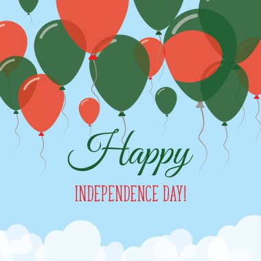 Bangladeş Bağımsızlık günü düz tebrik kartı lastik balonlar Bangladeşli renkleri uçan