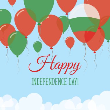 Bulgaristan Bağımsızlık günü düz tebrik kartı lastik balonlar Bulgar renkleri uçan