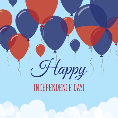 Haiti Bağımsızlık günü düz tebrik kartı lastik balonlar içinde Haiti bayrağının renkleri uçan