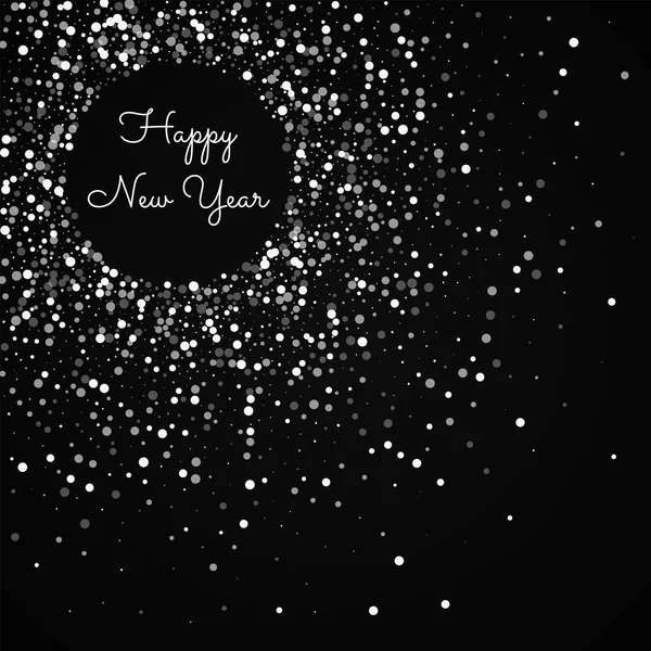 Happy New Year greeting card Random falling white dots background Random falling white dots on — Stock Vector