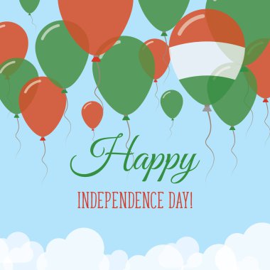 Macaristan Bağımsızlık günü düz tebrik kartı lastik balonlar Macar bayrak renkleri uçan