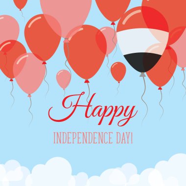 Yemen Bağımsızlık günü düz tebrik kartı lastik balonlar Yemen bayrak renkleri uçan