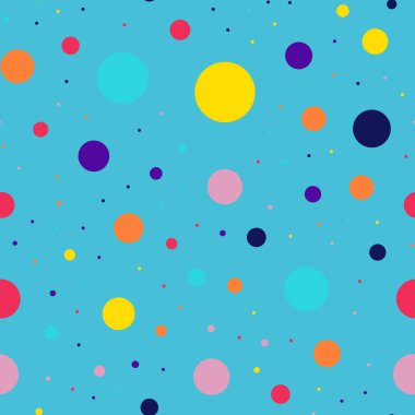 Memphis stili puantiyeli seamless modeli üzerinde mavi arka plan zarif modern memphis polka noktaları