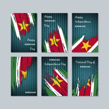 Surinam vatansever kartları için Milli Günü ifade fırça darbesi kara günü ulusal bayrak renklerde