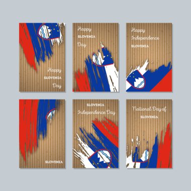 Slovenya vatansever kartları Milli Günü ifade fırça darbesi kraft ulusal bayrak renk için