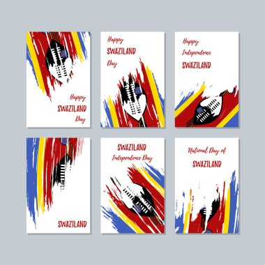 Svaziland vatansever kartları Milli Günü ifade fırça darbesi beyaz Milli bayrak renk için