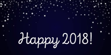 Happy 2018 tebrik kartı rastgele sabit yıldız rastgele sabit yıldız derin mavi arka plan