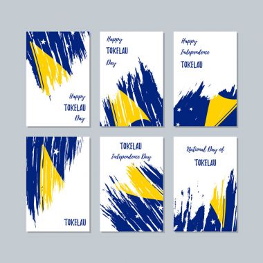 Tokelau vatansever kartları Milli Günü ifade fırça darbesi beyaz Milli bayrak renk için