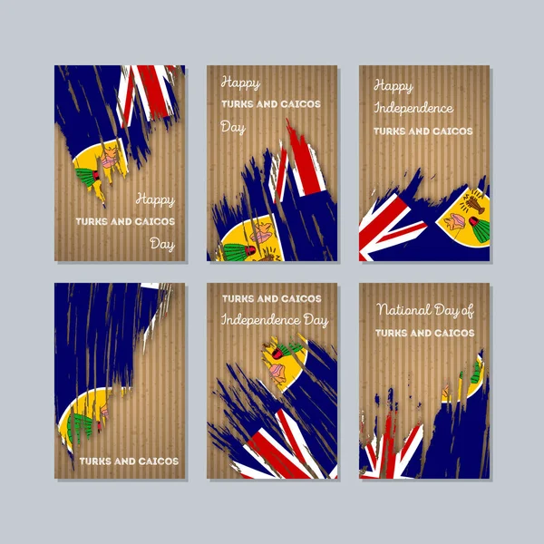Turks ve Caicos vatansever kartları için Milli Günü ifade fırça darbesi ulusal bayrak renkleri