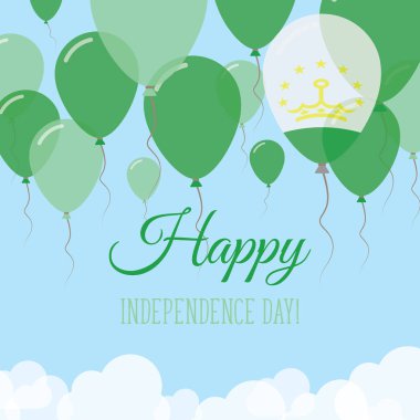 Tacikistan Bağımsızlık günü düz tebrik kartı lastik balonlar Tacikistan renkleri uçan