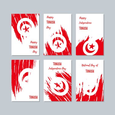 Tunus Milli Günü ifade fırça darbesi beyaz Milli bayrak renk için vatansever kartları