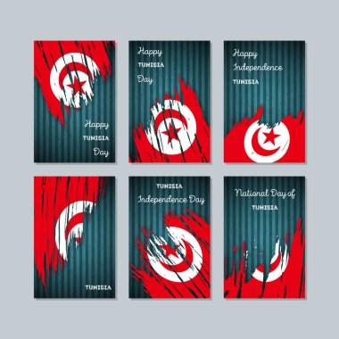 Tunus Milli Günü ifade fırça darbesi kara günü ulusal bayrak renklerde için vatansever kartları