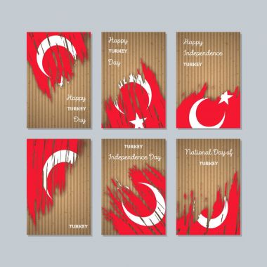 Türkiye Milli Günü ifade fırça darbesi kraft ulusal bayrak renk için vatansever kartları