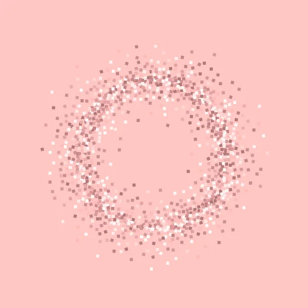 Pink gold glitter Small ring frame with pink gold glitter on pink background Delicate Vector