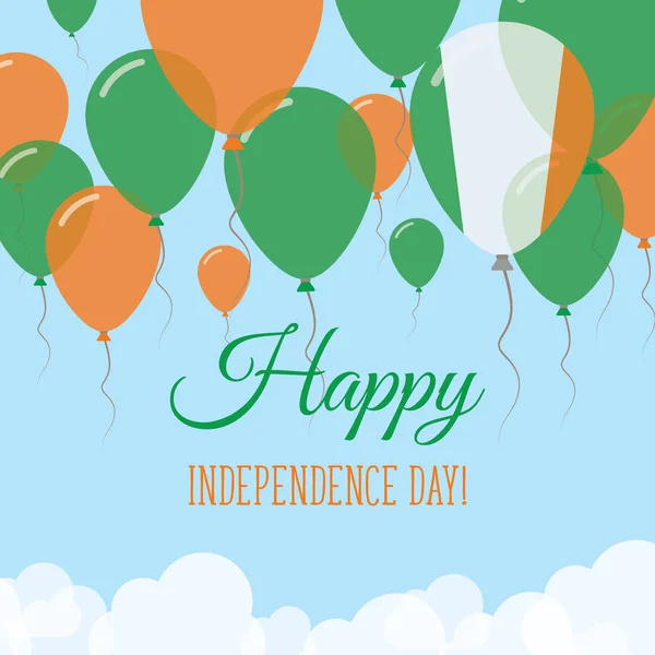Ιρλανδία ημέρα ανεξαρτησίας επίπεδη ευχετήρια κάρτα που φέρουν μπαλόνια από καουτσούκ σε χρώματα από την ιρλανδική σημαία — Διανυσματικό Αρχείο