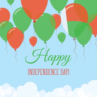 Madagaskar Bağımsızlık günü düz tebrik kartı lastik balonlar Malagasy renkleri uçan