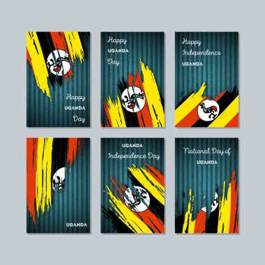 Uganda vatansever kartları için Milli Günü ifade fırça darbesi kara günü ulusal bayrak renklerde
