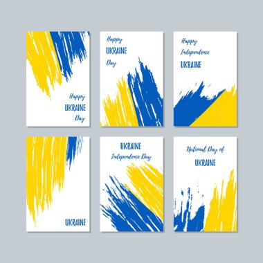 Ukrayna Milli Günü ifade fırça darbesi beyaz Milli bayrak renk için vatansever kartları