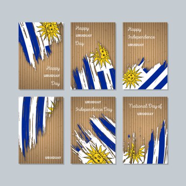 Uruguay Milli Günü ifade fırça darbesi kraft ulusal bayrak renk için vatansever kartları