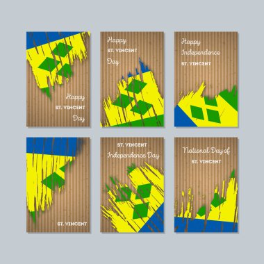 St Vincent vatansever kartları Milli Günü ifade fırça darbesi ulusal bayrak renk için