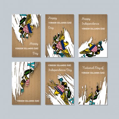 Bize vatansever kartları Milli Günü ifade fırça darbesi ulusal bayrak için Virgin Adaları