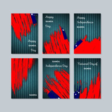Samoa vatansever kartları için Milli Günü ifade fırça darbesi kara günü ulusal bayrak renklerde