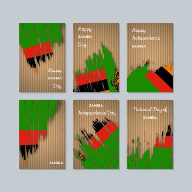 Zambiya vatansever kartları Milli Günü ifade fırça darbesi kraft ulusal bayrak renk için