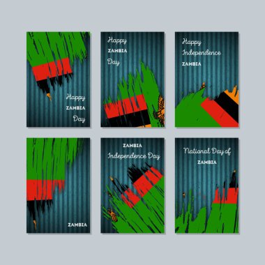 Zambiya vatansever kartları için Milli Günü ifade fırça darbesi kara günü ulusal bayrak renklerde