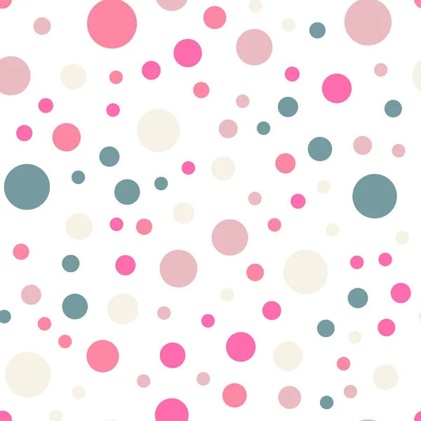 Kleurrijke polka dots naadloze patroon op wit 8 achtergrond mooie klassieke kleurrijke polka dots — Stockvector