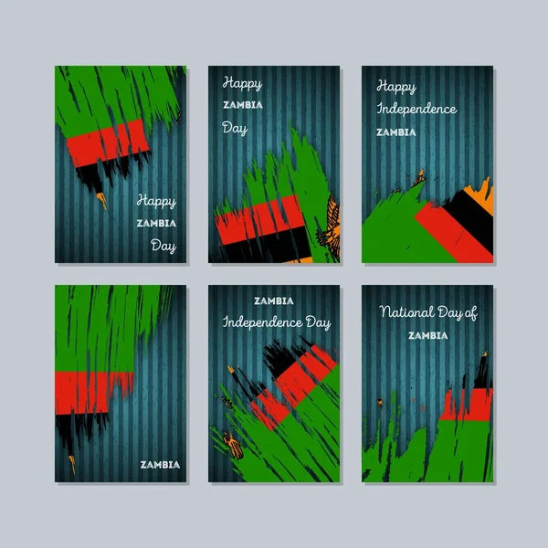 Zambiya vatansever kartları için Milli Günü ifade fırça darbesi kara günü ulusal bayrak renklerde