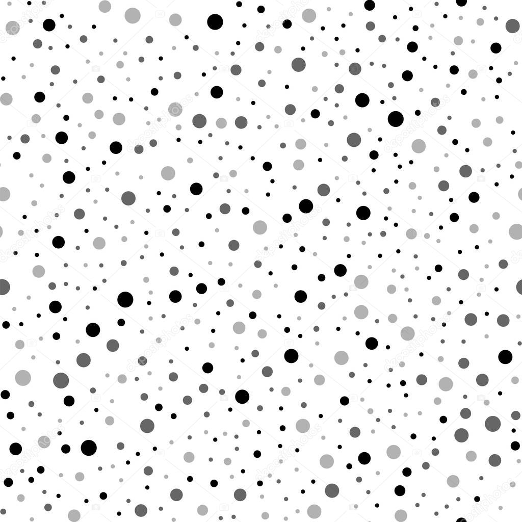Black polka dots seamless pattern on white background Elegant classic black polka dots textile