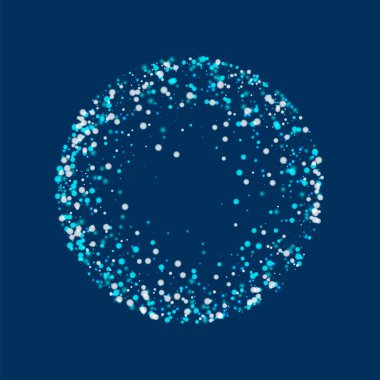 Derin mavi arka plan Amazing Vector üzerinde şaşırtıcı yağan kar ile yuvarlak çerçeve Amazing düşen kar