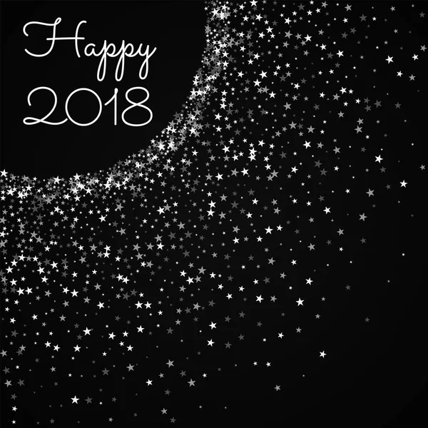 Happy 2018 greeting card Amazing falling stars background Amazing falling stars on black — Stock Vector
