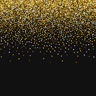 Siyah arka planda mükemmel yuvarlak altın glitter ile yuvarlak altın glitter dağılım üst degrade