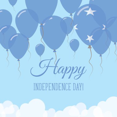 Mikronezya Federal Devletleri Bağımsızlık günü düz tebrik kartı lastik balonlar içinde uçan