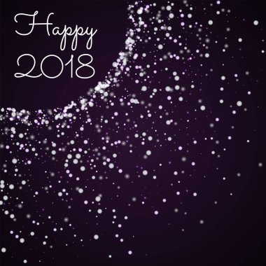 Happy 2018 tebrik kartı Amazing yağan kar arka plan üzerinde derin mor Amazing yağan kar