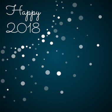 Happy 2018 tebrik kartı sabit beyaz noktalar arka plan düşüyor beyaz noktalar mavi arka plan