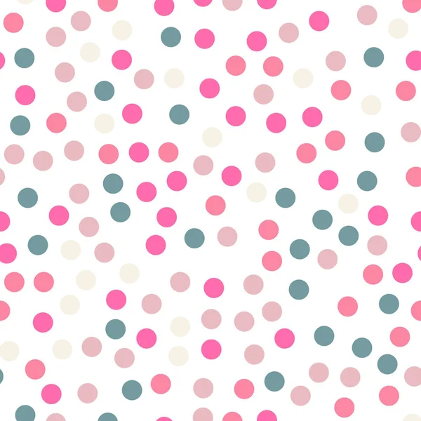 Kleurrijke polka dots naadloze patroon op wit 8 achtergrond Cool klassieke kleurrijke polka dots textiel — Stockvector