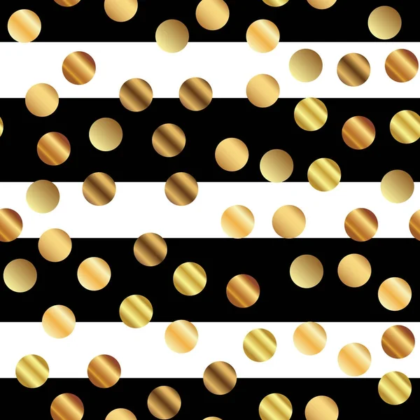 Altın nokta seamless modeli siyah beyaz çizgili arka plan Mesmeric degrade altın noktalar üzerinde