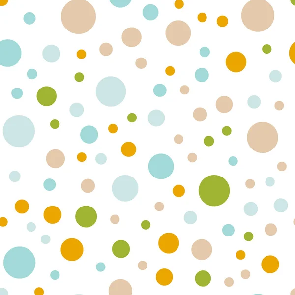 Colorful polka dots seamless pattern on white 1 background Appealing classic colorful polka dots — Stock Vector