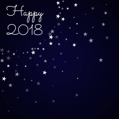 Happy 2018 tebrik kartı rastgele sabit yıldız rastgele sabit yıldız derin mavi arka plan