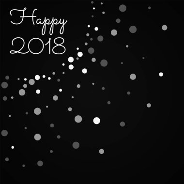 Happy 2018 tebrik kartı sabit beyaz noktalar arka plan düşüyor beyaz noktalar kırmızı zemin üzerine