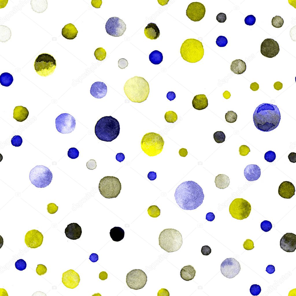 Watercolor confetti seamless pattern Hand painted lively circles Watercolor confetti circles Lime