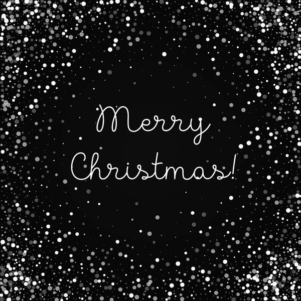 Merry Christmas greeting card Random falling white dots background Random falling white dots on